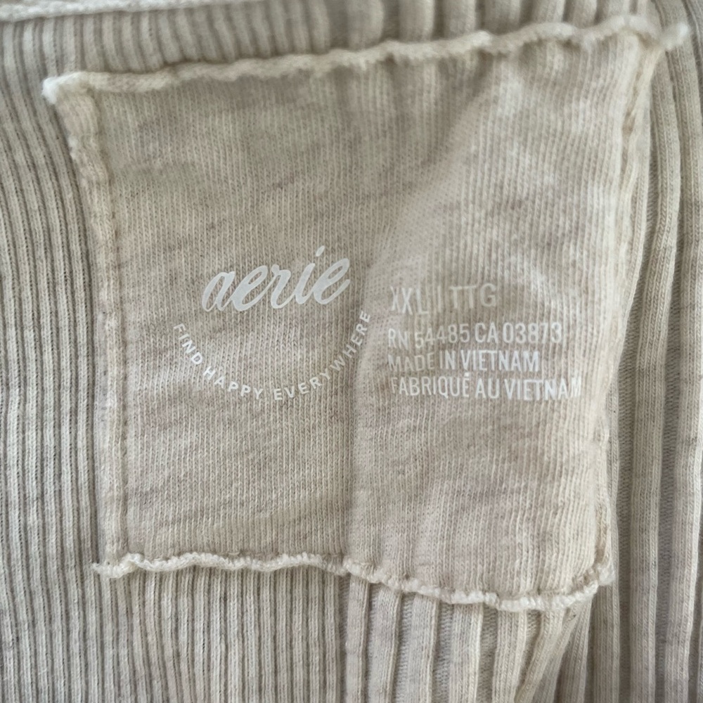 Cream Long Sleeve Henley Top AERIE XXL - Picture 2 of 3
